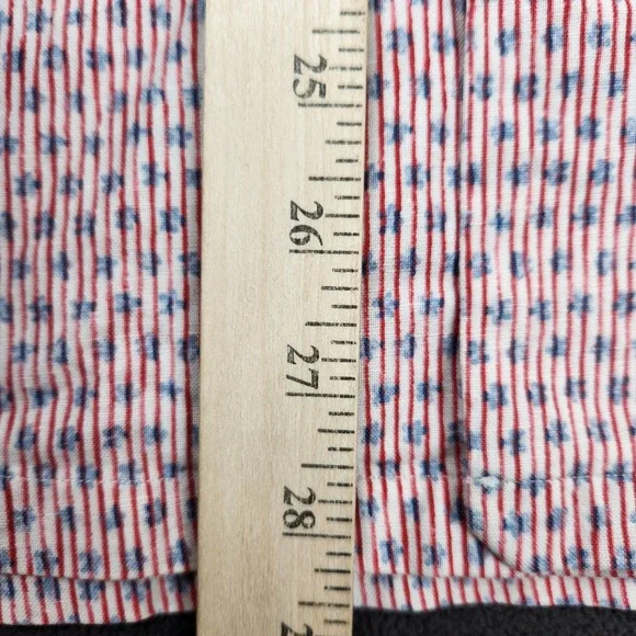 Armani Jeans Shirt Mens Medium Red Striped Linen Blend Short Sleeve Button Up - Picture 10 of 11